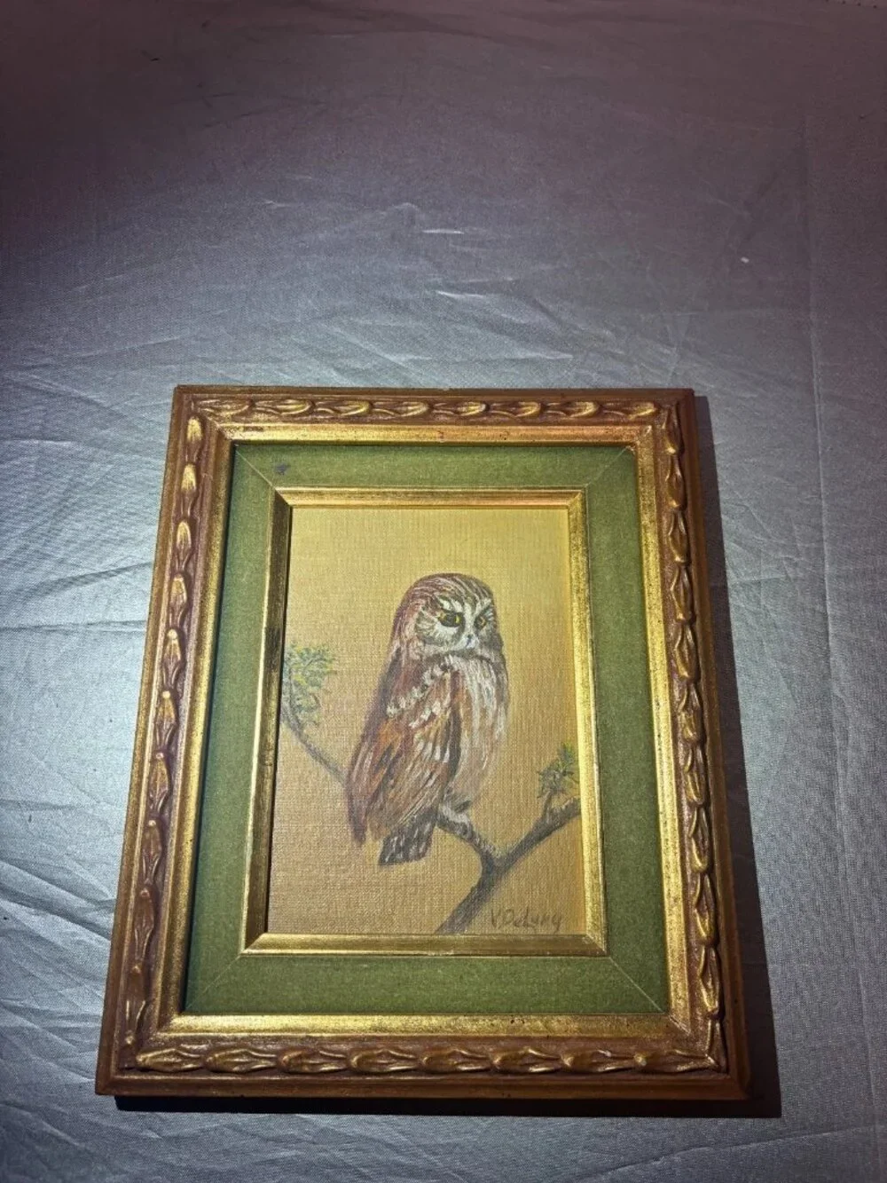 Framed Owl Artwork Small Signed Decorative Wall Art